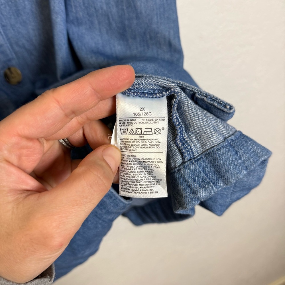Old Navy 2X Denim Button Front Puff Sleeve Dress w/ Pockets - Picture 7 of 9